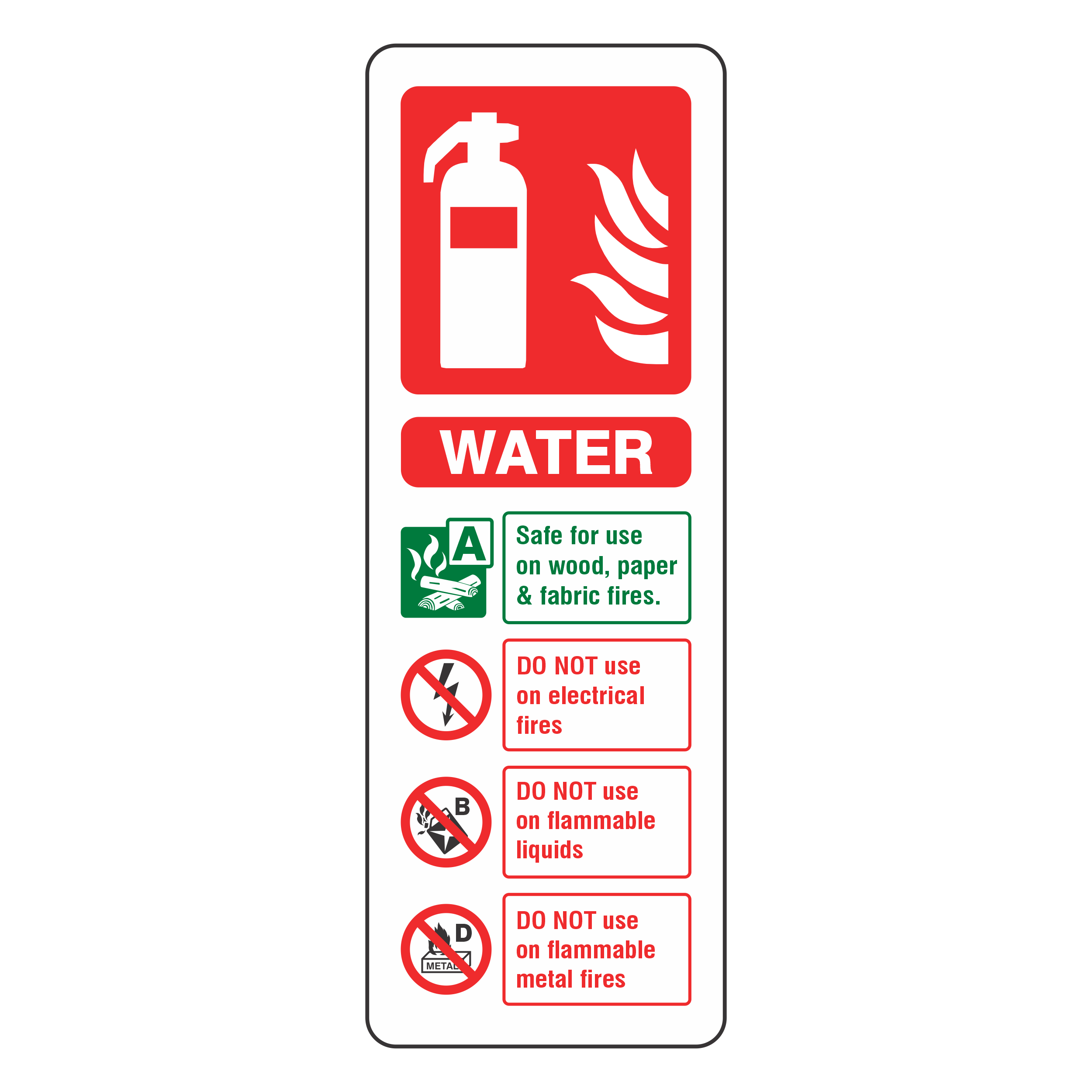 Fire Extinguisher Sign - Water- CLEARANCE