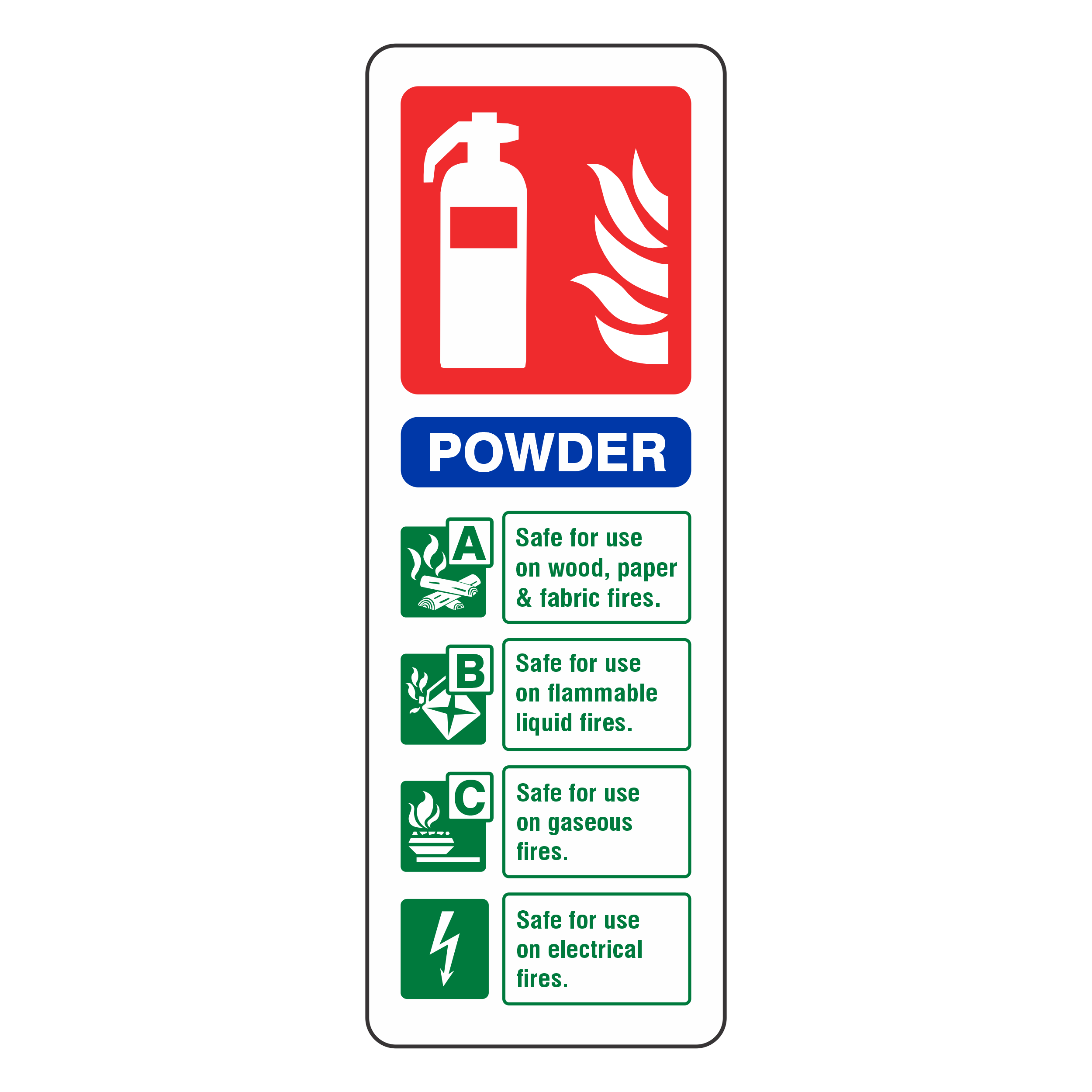 Fire Extinguisher Sign - Powder- CLEARANCE