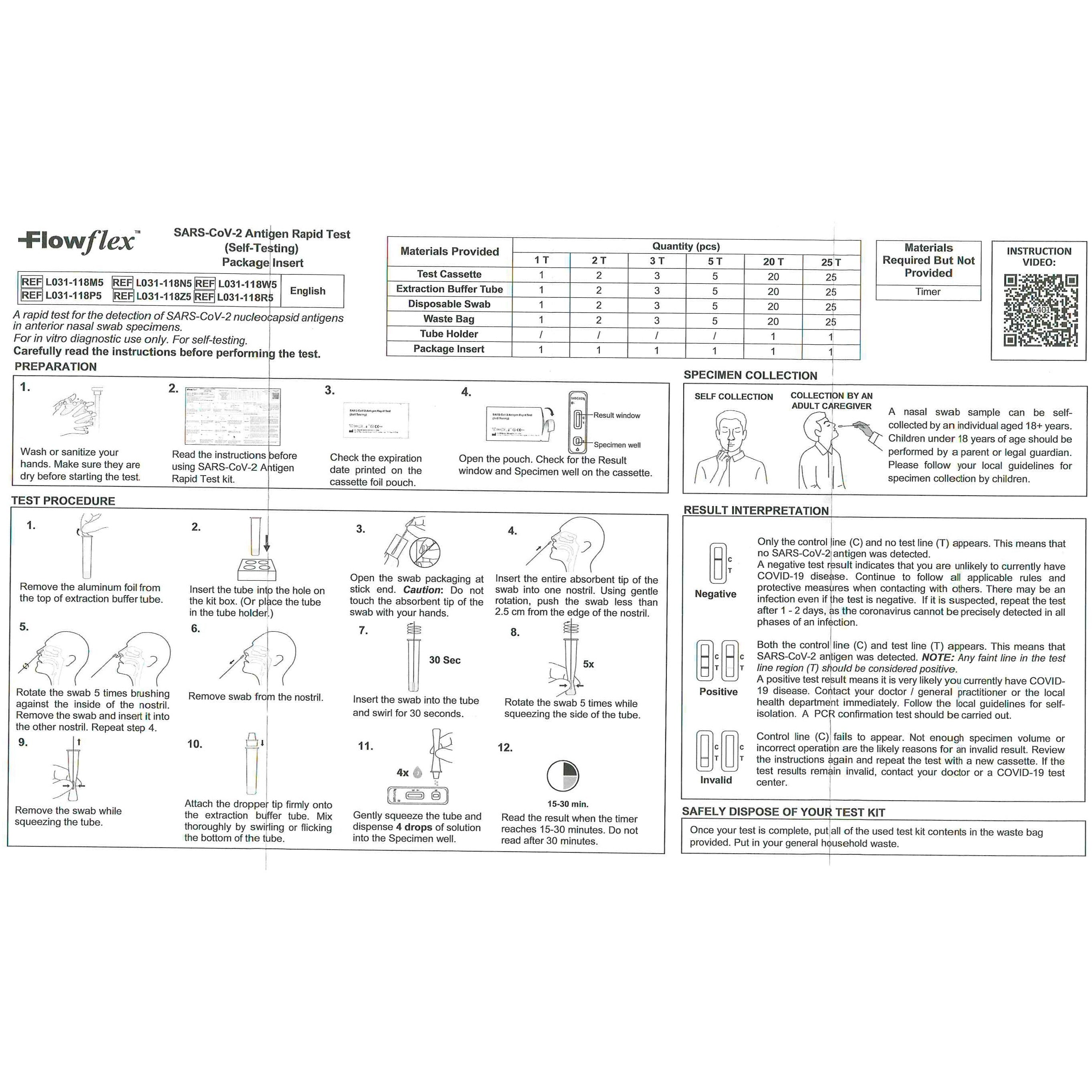 Flowflex Lateral Flow Test SARS-CoV-2 Antigen Rapid - 5 Tests [COVID Test - Acon]