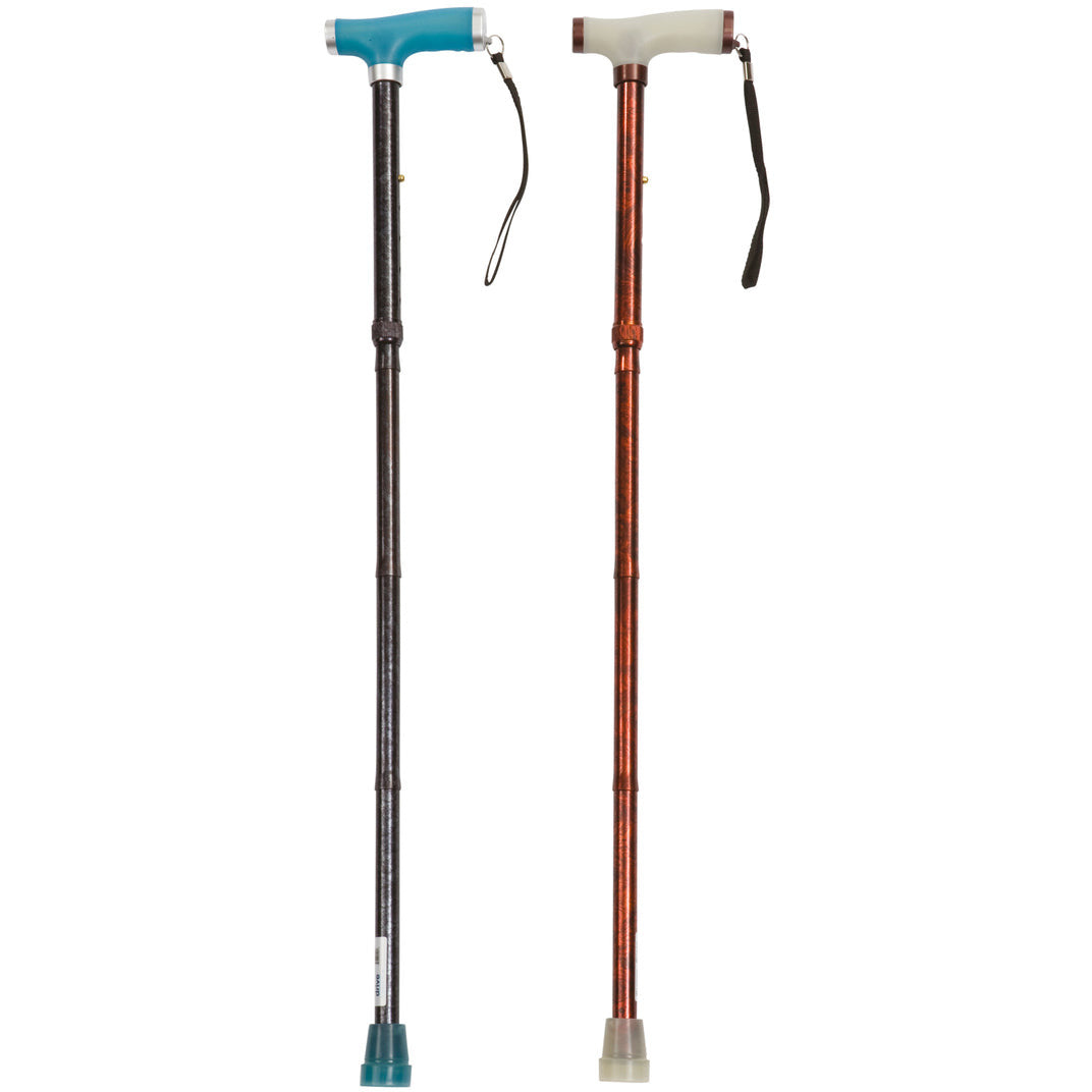Folding Walking Stick With Glow Grip Handle - Tye Dye