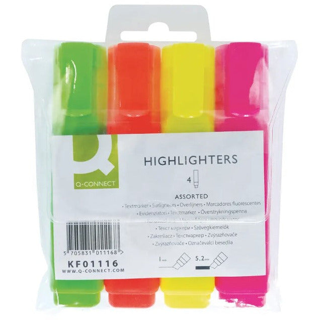 Highlighter Pens - Assorted - Pack of 4