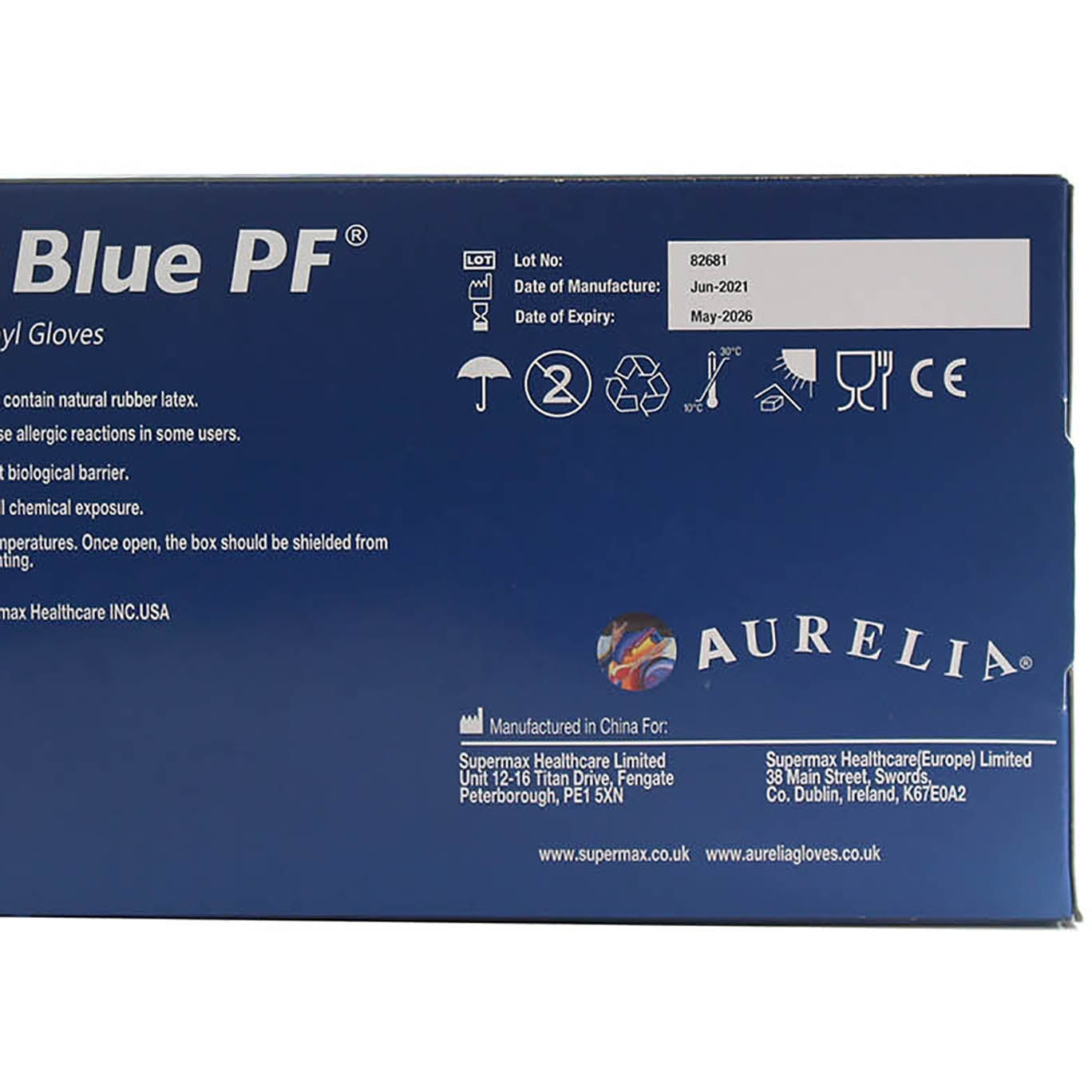 Aurelia Delight Blue PF Vinyl Powder free examination gloves - Extra Large (Box of 100)