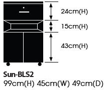 Axis Bedside Locker - Locking Top Draw - Middle Shelf - Bottom Doors