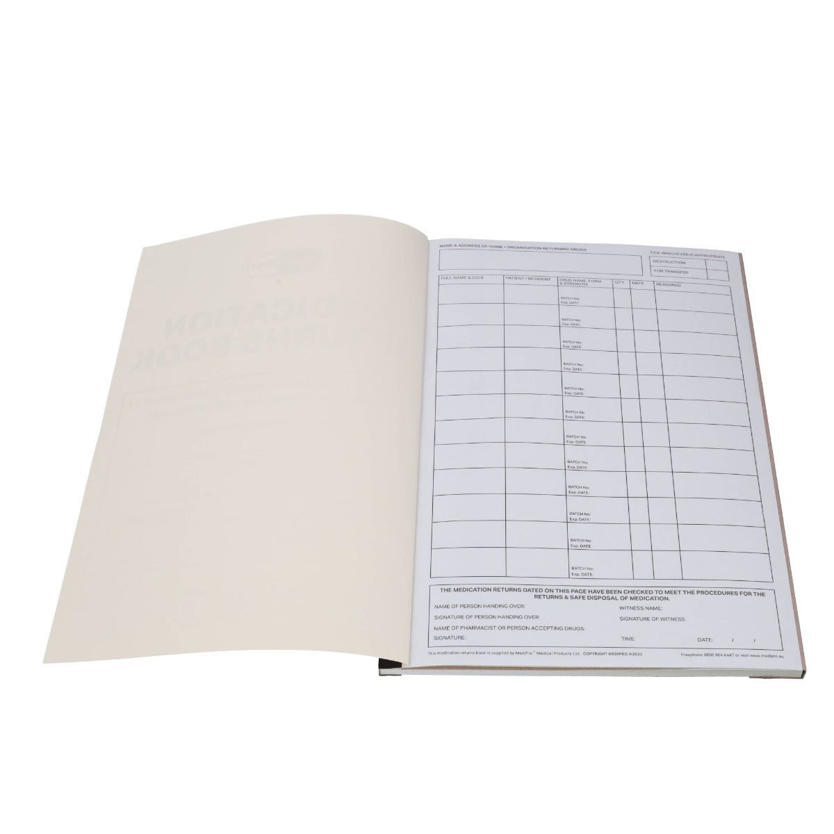 Medication Returns Book - Medipro