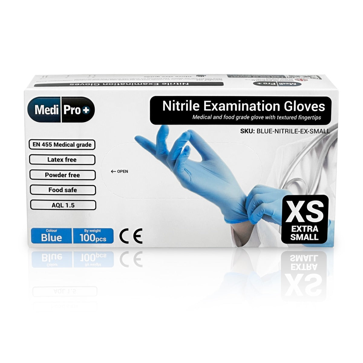 Blue Nitrile Gloves Medical Grade Cat III PPE Extra Small x 100