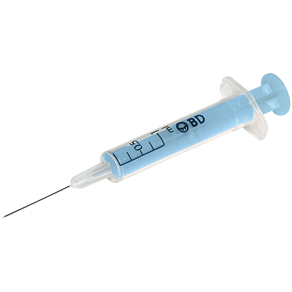 BD Flu+ syringes, 25G, 0.25-1ml, 16mm length, 5/8