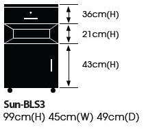 Axis Bedside Locker - Locking Large Top Drawer and Bottom Door - Open Middle