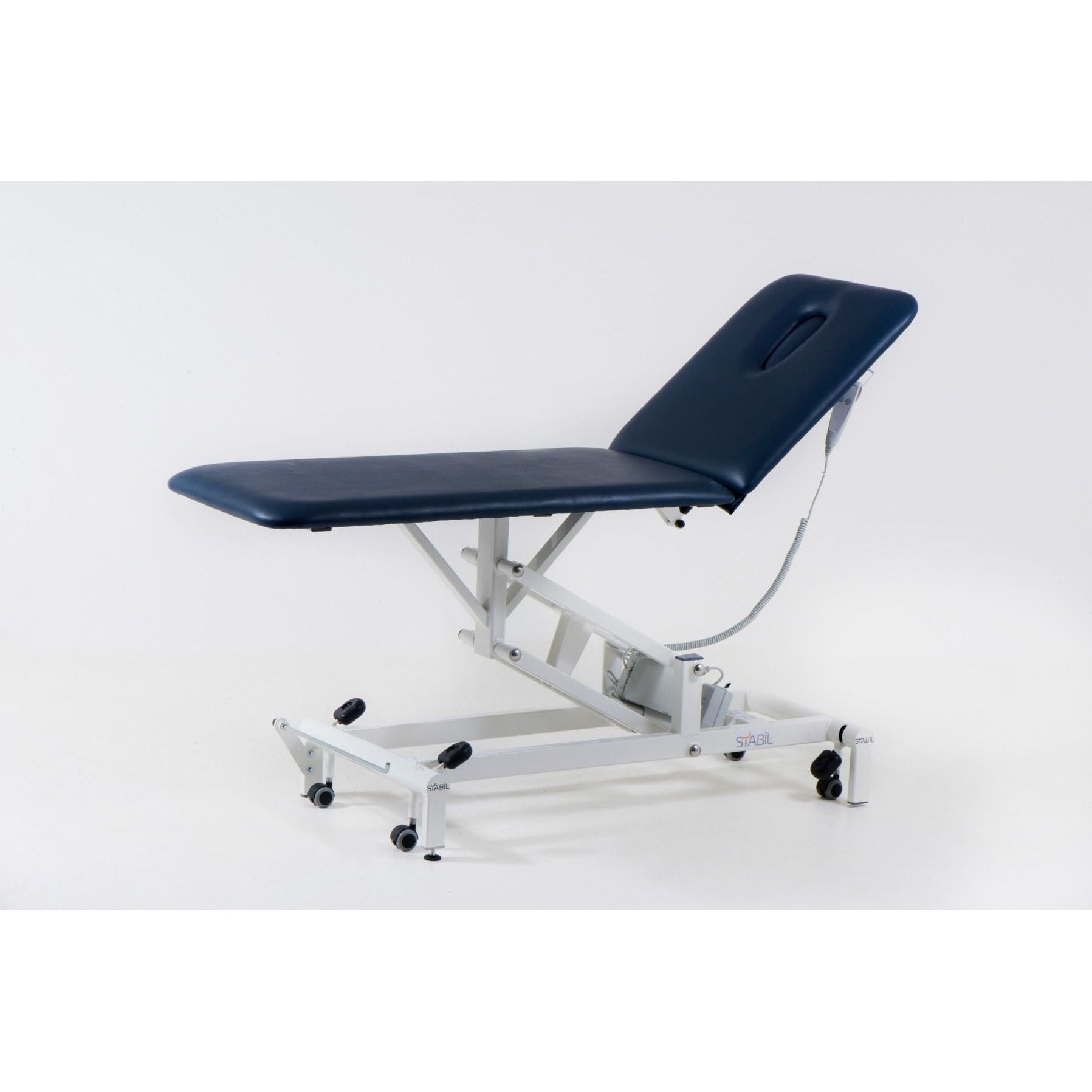 STABIL Komfort - 2-Section Electric / White Frame / Navy Upholstery