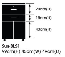 Axis Bedside Locker - Locking Top and Middle Draw - Bottom Doors