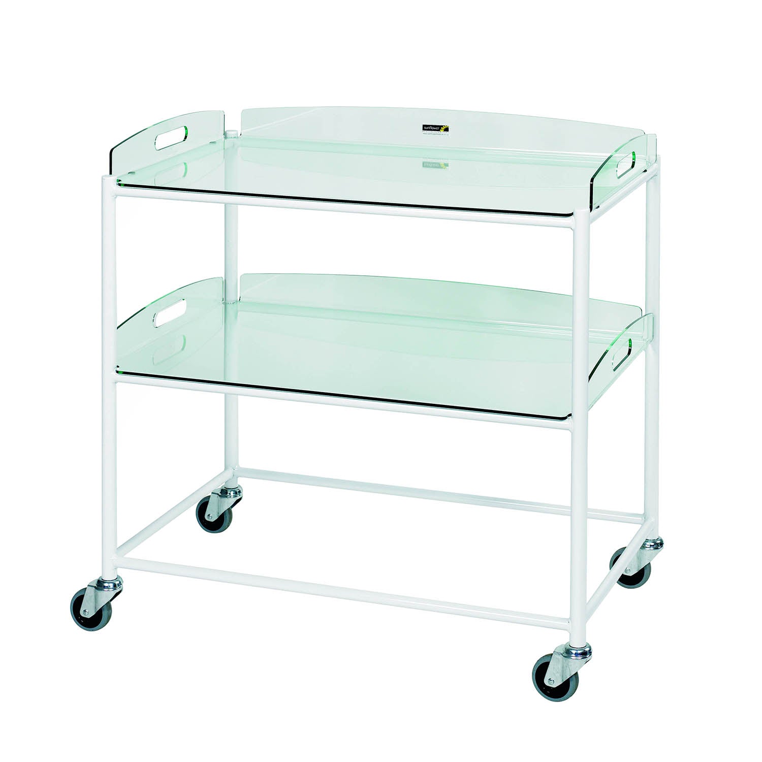Sunflower Dressing Trolley 86cm Wide 2 x Glass Effect Trays