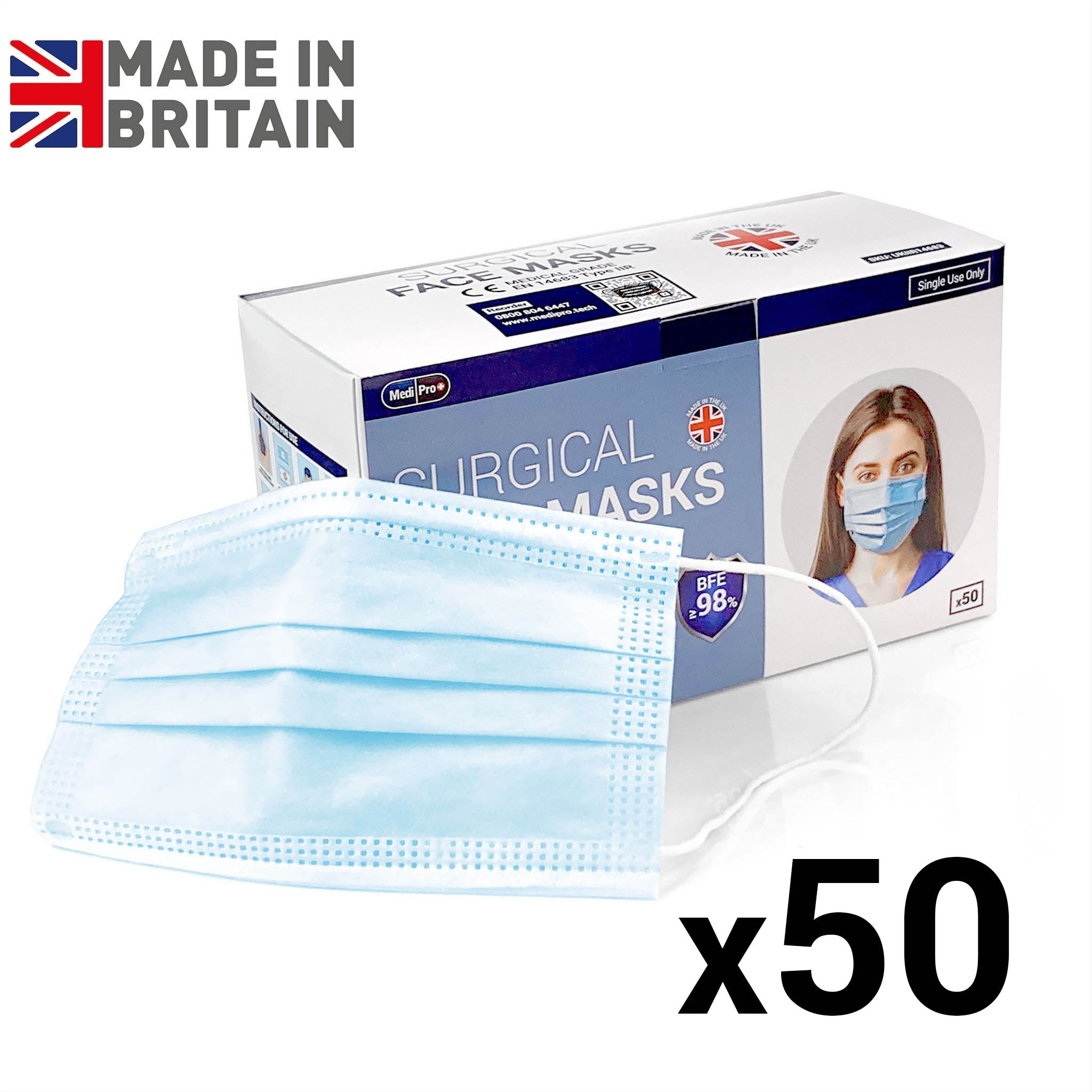 Type IIR Surgical Face Mask x 50 [UK Made]