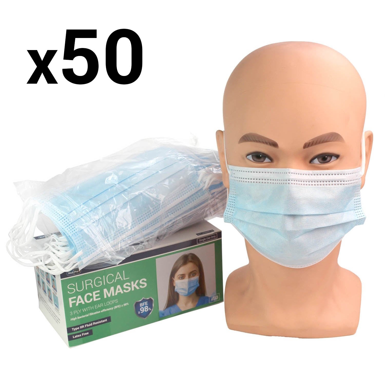 Type IIR Surgical Face Masks (Box of 50 Masks)
